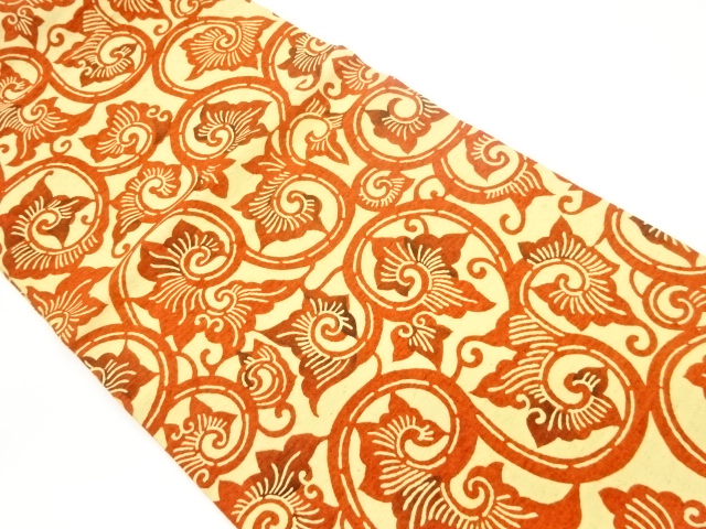 JAPANESE HIRAKI NAGOYA OBI / TSUMUGI / KATAZOME / ARABESQUE